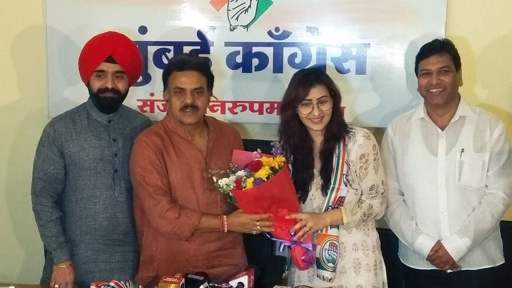 Shilpa Shinde with Charan Singh Sapra and Sanjay Nirupam.