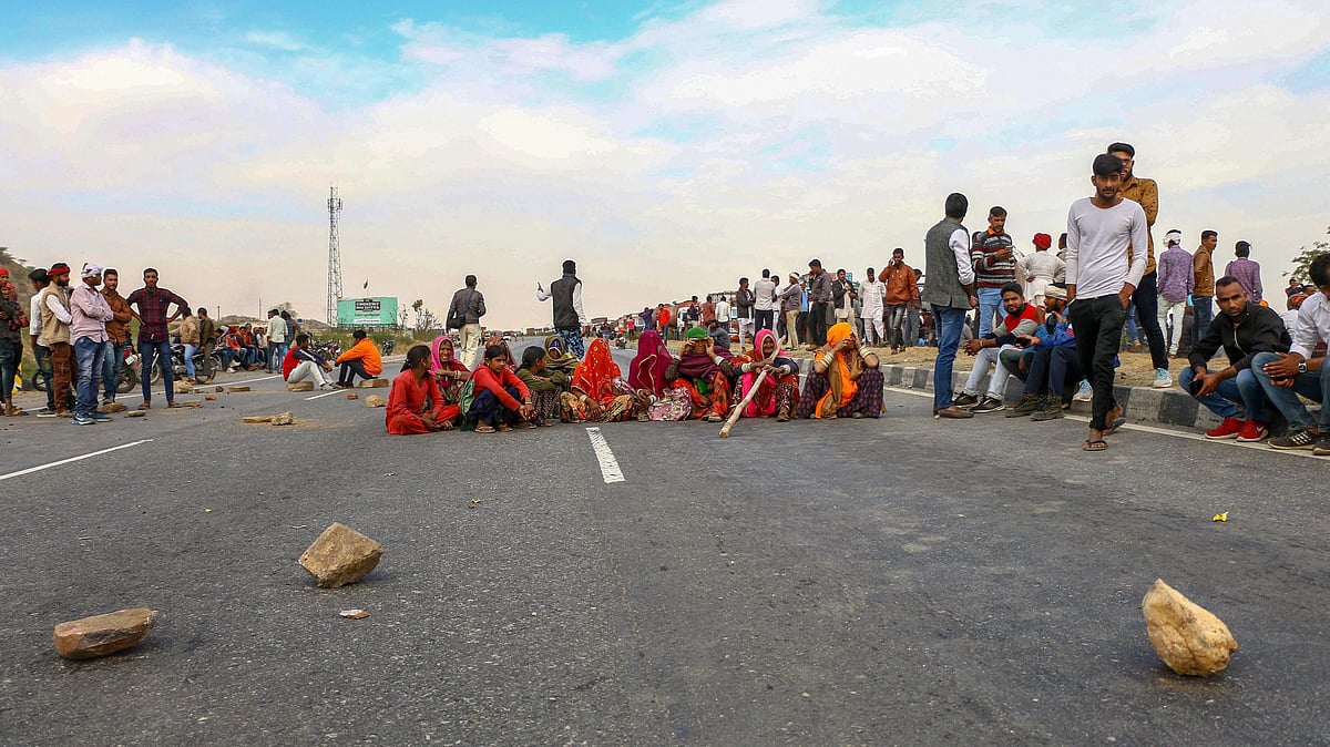 File image of Gujjar community protesting for quota in jobs and educational institutes.