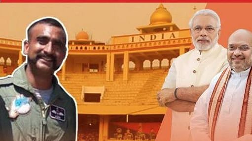 BJP hoarding with IAF pilot Abhinandan Varthaman in the picture.
