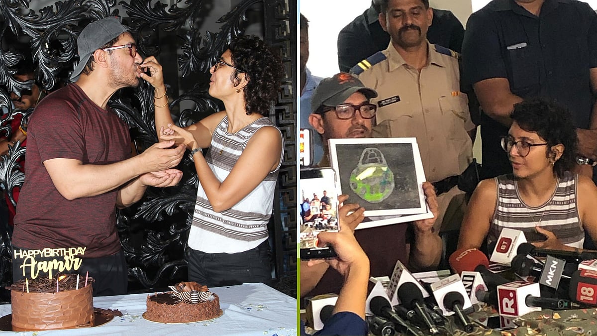 Aamir Khan shows off five paintings.&nbsp;