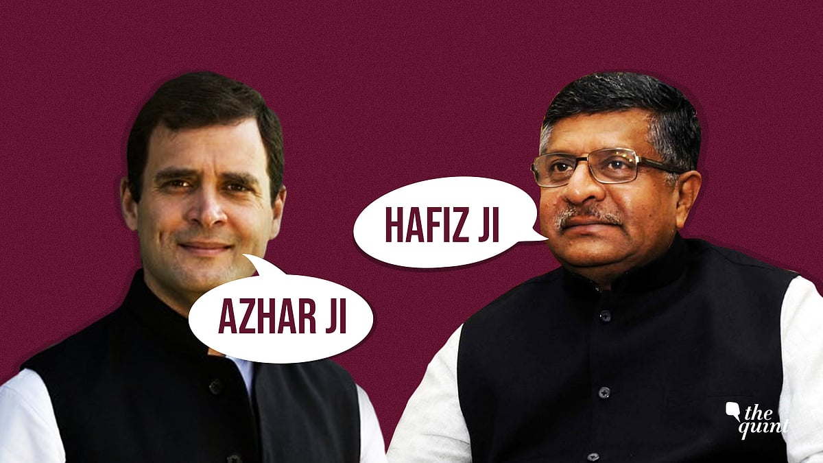 Even as BJP hit out at Rahul Gandhi over his “Masood Azharji” remark, a clip of RS Prasad saying “Hafiz ji” has surfaced.