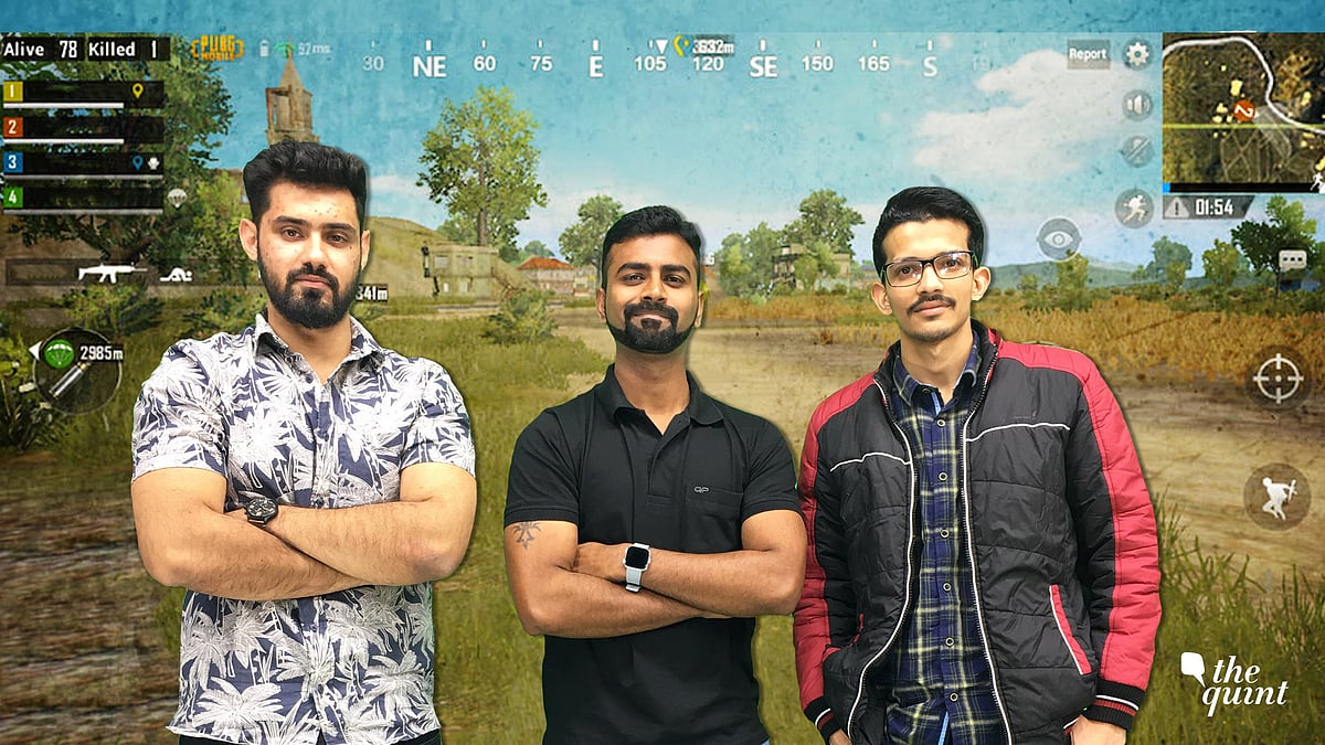 With Vinay Gahlot (left) and Rahul Dhankar (right), two of the finalists of the PUBG Mobile India Series 2019.