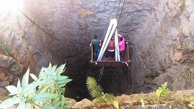 Ksan: Rescue operations being carried out to evacuate the 15 coal miners trapped inside a flooded coal pit at Ksan village in Meghalaya
