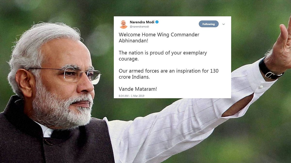 Prime Minister Narendra Modi took to Twitter to welcome IAF Wing Commander Abhinandan Varthaman’s return.