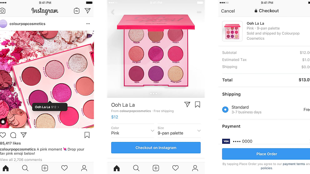 How the Checkout page on Instagram will look at the time of purchase.