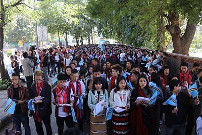 New Delhi: Nagas participate in a rally organised by Naga Student Union Delhi (NSUD) to demand "immediate" political solution to the two-decade old Indo-Naga peace talks; in New Delhi, on Feb 23, 2019. (Photo: IANS)