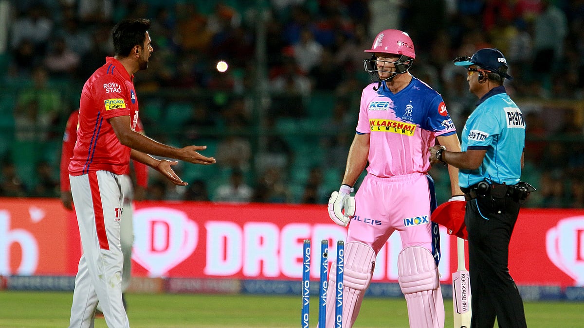 Ravichandran Ashwin captain of KXIP took the wicket of Jos Buttler of RR during match 4 of the Vivo Indian Premier League Season 12, 2019 between the Rajasthan Royals and the Kings XI Punjab held at the Sawai Mansingh Stadium in Jaipur on the 25th March 2019