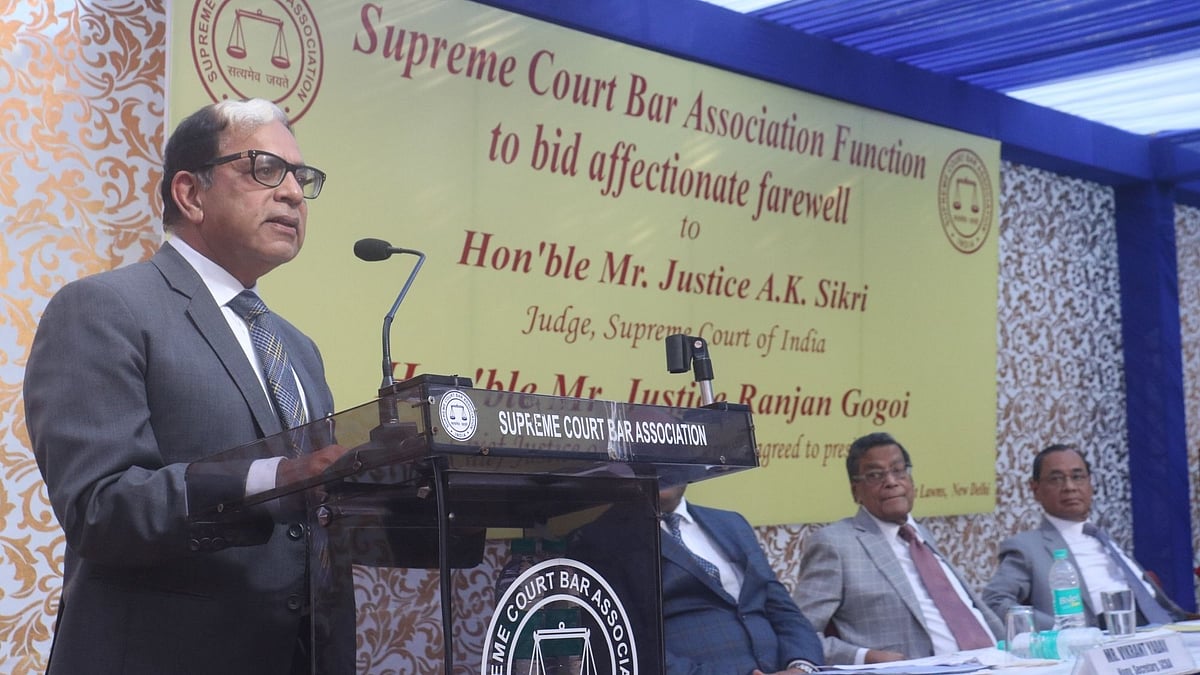 Justice AK Sikri at his farewell ceremony in Delhi on 6 March. 