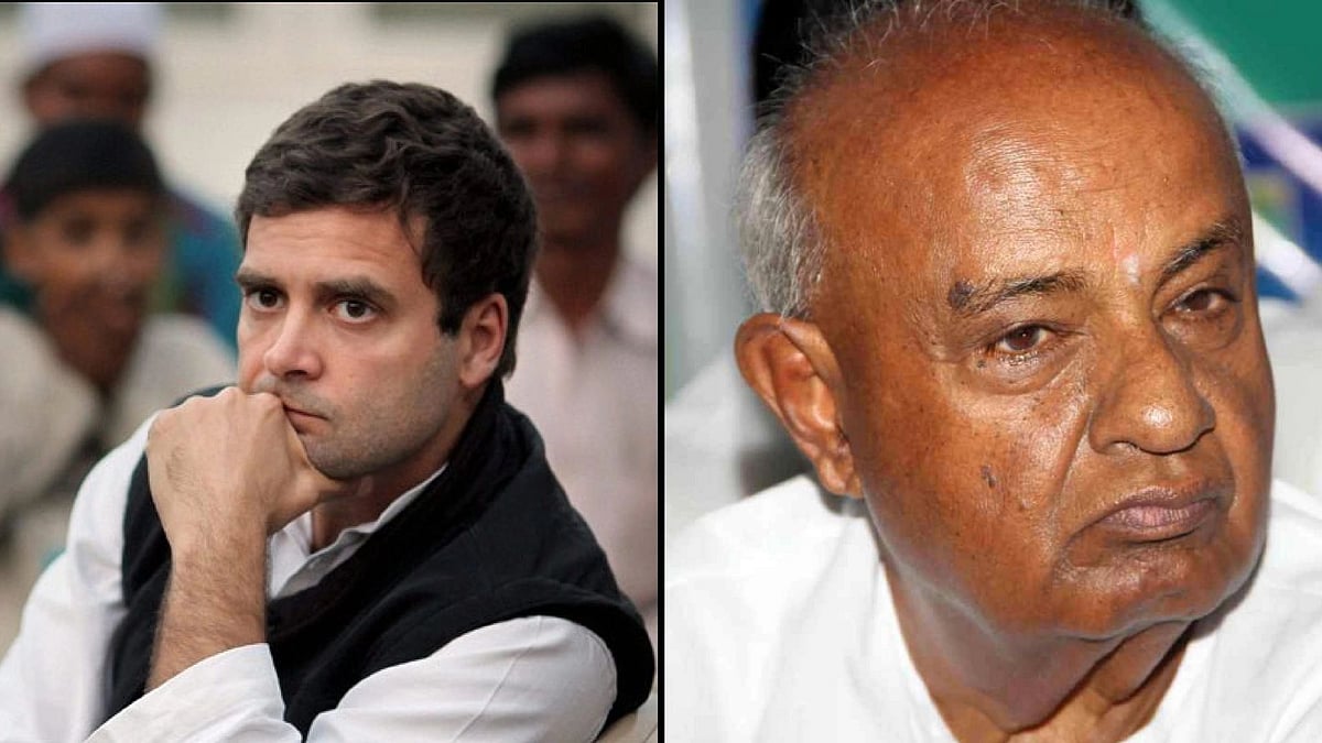 Congress President Rahul Gandhi (left); JD(S) chief HD Deve Gowda.