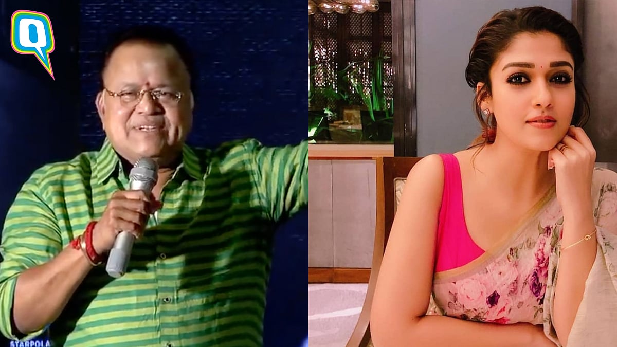 Actor Radha Ravi at the trailer launch of “Kolayuthir Kaala” talking about actress Nayanthara