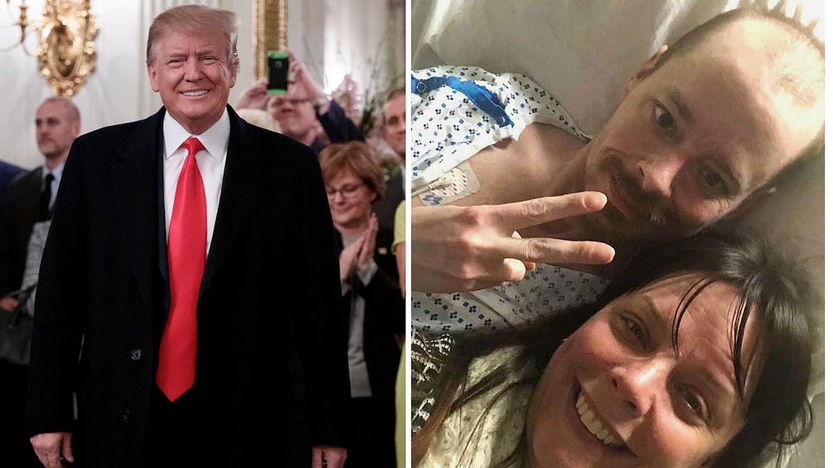 US President Donald Trump, Jay Barrett and his sister Bridgette Hoskie
