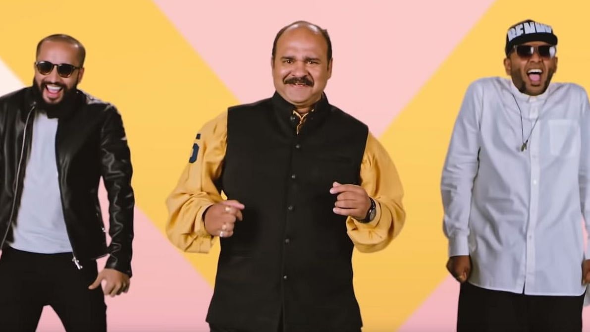 A screenshot from the music video ‘Chacha Naach’, featuring Sanjeev Shrivastava aka ‘Dancing Uncle’.