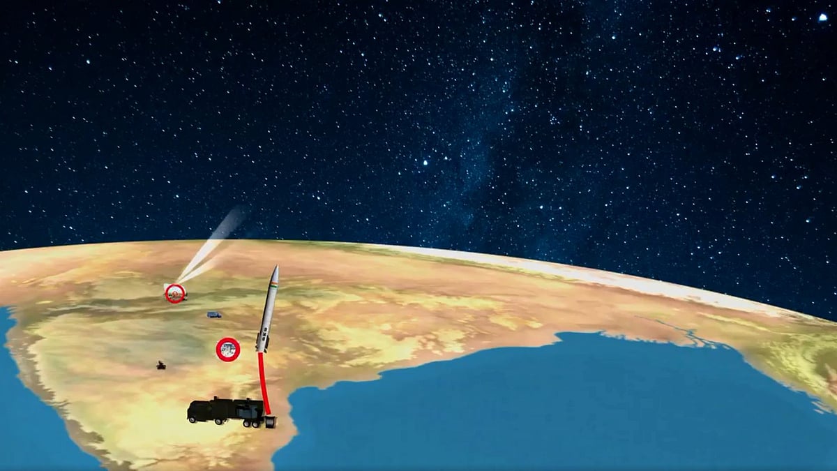 A screengrab from the simulation video of Mission Shakti.