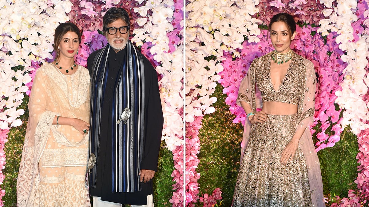Shweta Bachchan-Nanda, Amitabh Bachchan (L) and Malika Arora (R) at the celebration.