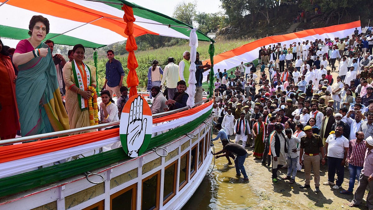 Congress General Secretary Priyanka Gandhi during her boat ride.