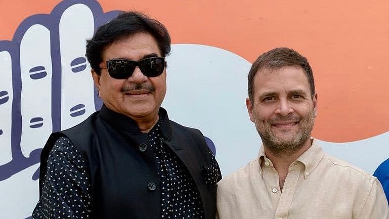 Congress President Rahul Gandhi with Shatrughan Sinha.