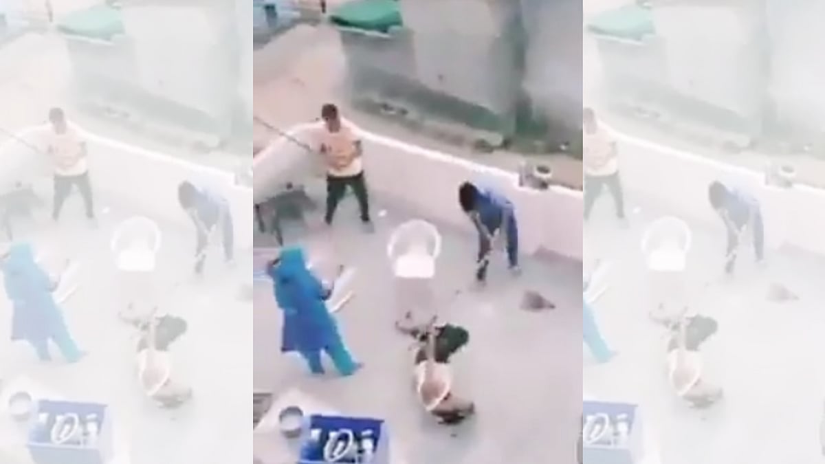 A screenshot of the video that shows members of the family screaming in fear as the mob continued attacking them.
