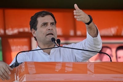 Malda: Congress President Rahul Gandhi addresses during a party rally in West Bengal