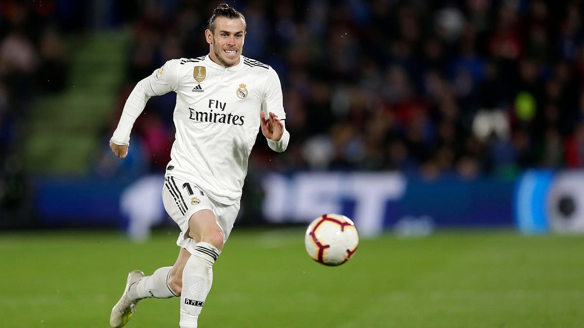Gareth Bale goes for the ball during the match against Getafe at the Alfonso Perez stadium in Getafe.