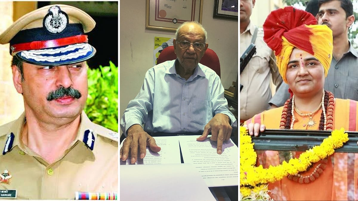 (Left to Right) Hemant Karkare, Julio Ribeiro and Sadhvi Pragya Thakur.