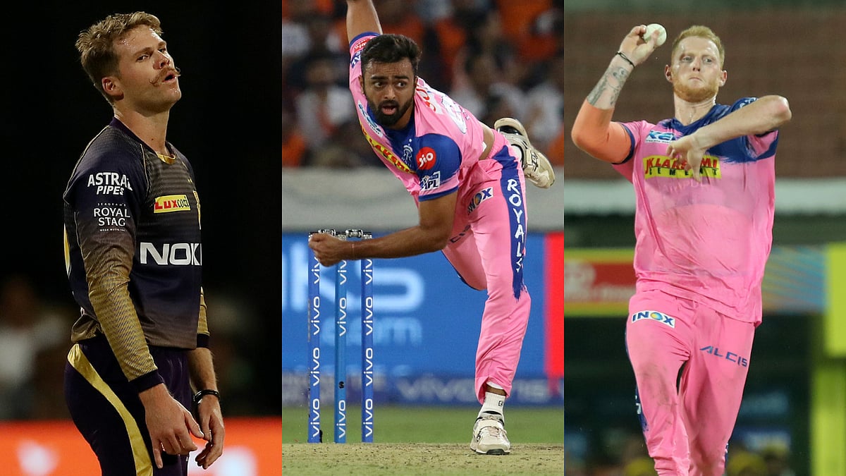 From left: Lockie Ferguson of Kolkata Knight Riders, Jaydev Unadkat of Rajasthan and Ben Stokes of Rajasthan Royals.