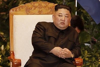 Hanoi: North Korean leader Kim Jong-un holds talks with Vietnamese Prime Minister Nguyen Xuan Phuc (not pictured) at the government building in Hanoi on March 1, 2019, one day after his second summit with U.S. President Donald Trump ended with no deal.(Yonhap/IANS)