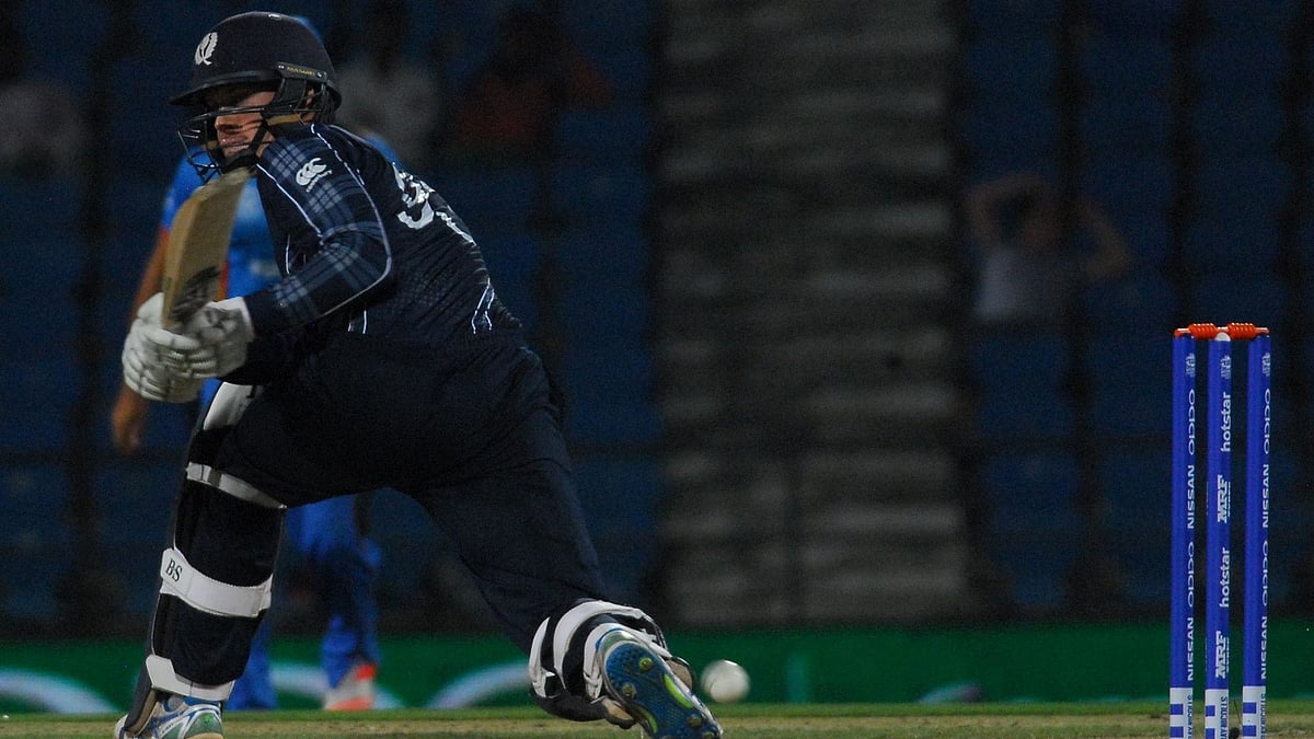 File picture of Scotland`s George Munsey in action during the ICC World T20 between Afghanistan and Scotland at Vidarbha Cricket Association Stadium in Nagpur on March 8, 2016