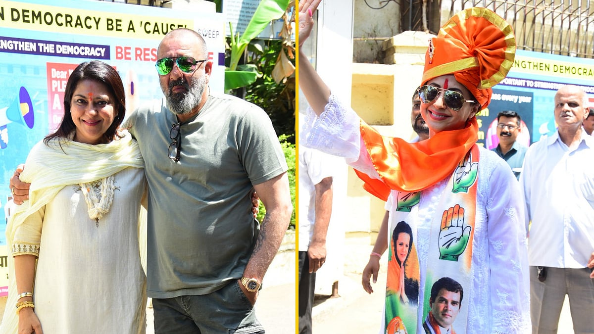 Sanjay Dutt, Priya Dutt and Urmila Matondkar at the collector’s office in Mumbai.