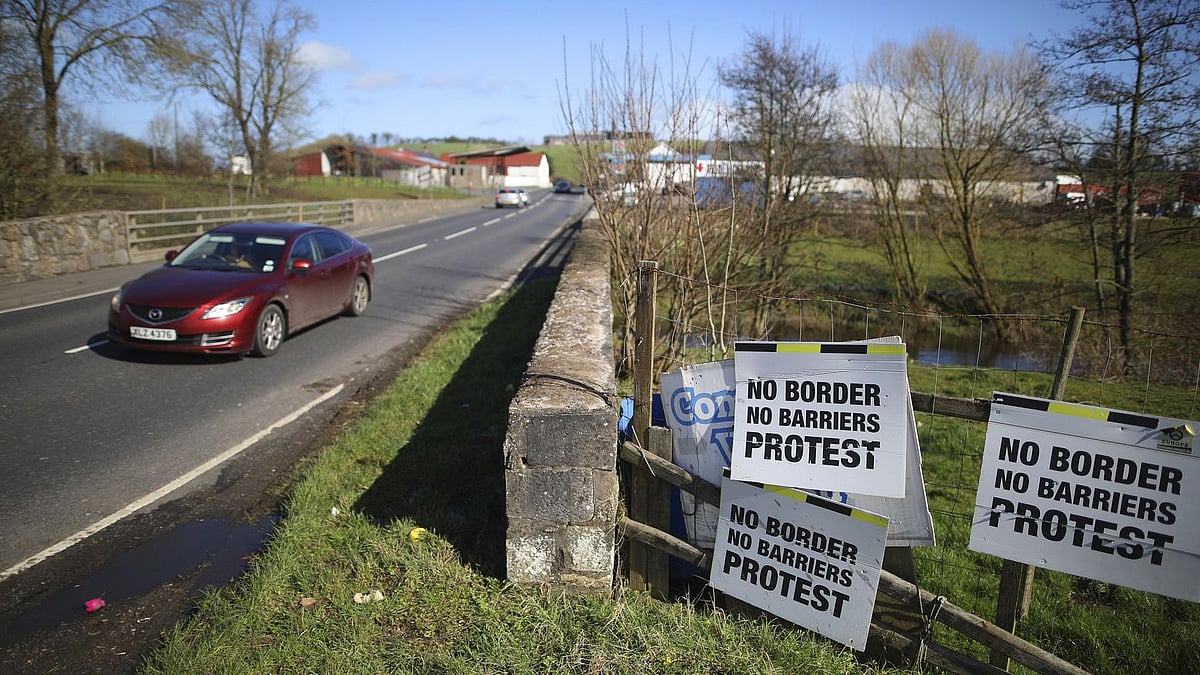 Signs of protest at the Irish border.