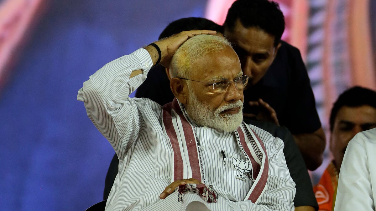 Prime Minister Narendra Modi arrives for an election rally in Mumbai, India, Friday, 26 April 2019.
