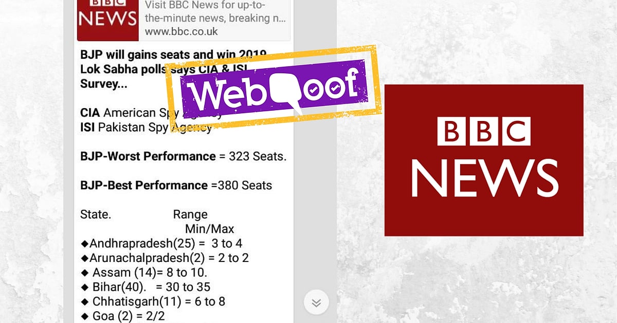 Image accompanying BBC survey predicts a BJP landslide victory in Lok Sabha elections 2019.