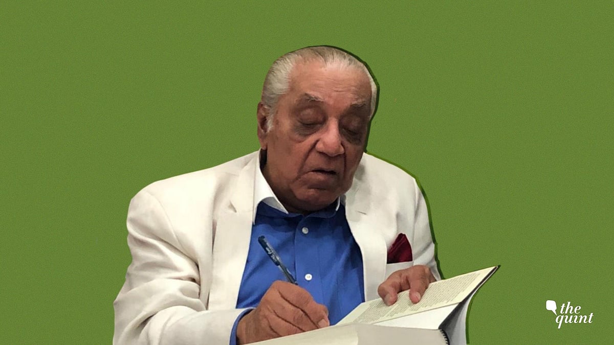 Lawyer and author AG Noorani signs copies of his latest book, ‘The RSS: A Menace to India’ at his book launch in Delhi on 2 April. 
