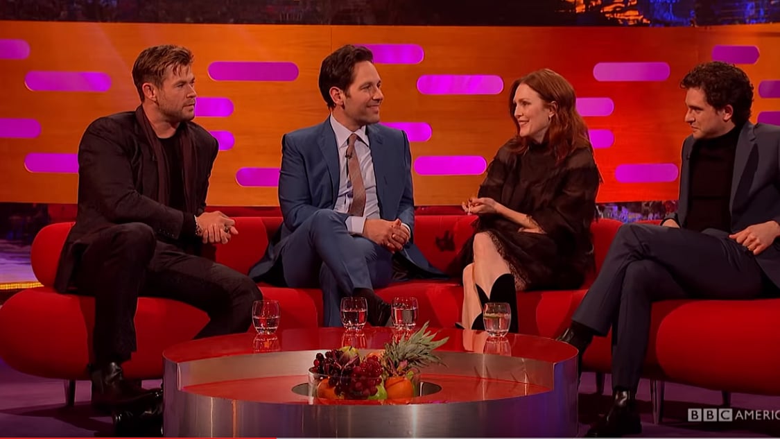Chris Hemsworth, Kit Harington, Paul Rudd, and Julianne Moore on <i>The Graham Norton Show.</i>