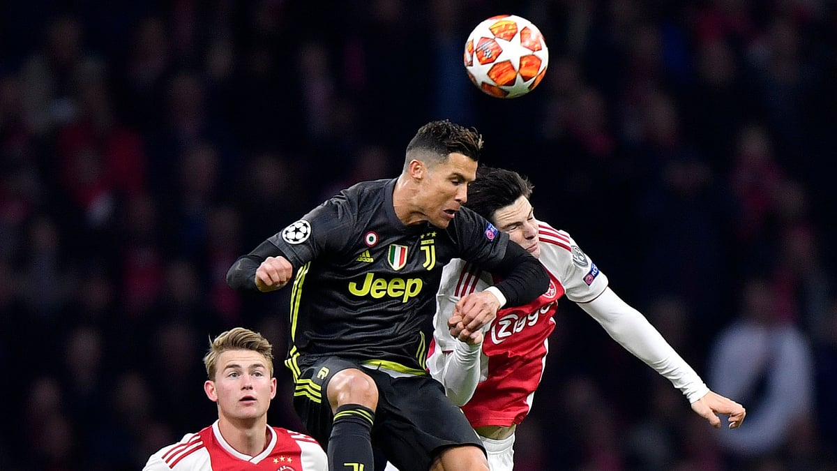 Ajax produced more chances early on but then let Ronaldo waltz through to head in a cross in the 45th minute.