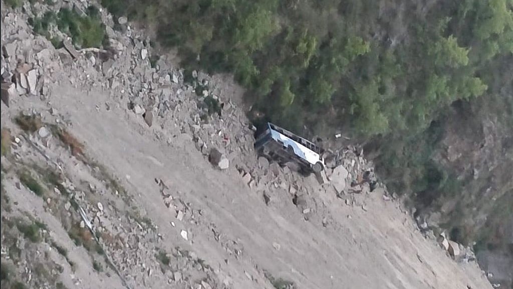 The bus fell into a gorge while travelling on Pathankot-Dalhousie route on Saturday.