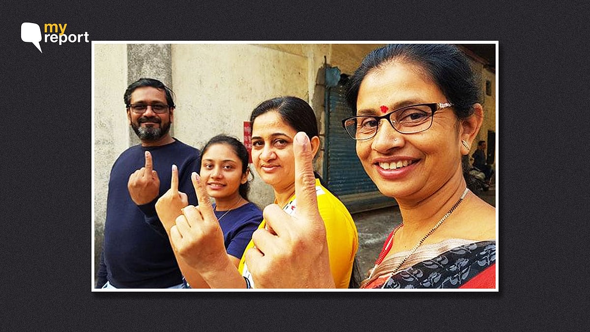 Voters step out to cast their votes.