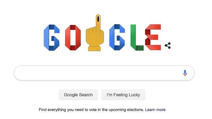 Google customises a doodle for the second phase of polling for Lok Sabha Elections 2019.