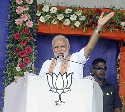 Himmatnagar: Prime Minister Narendra Modi addresses a public rally at Himmatnagar in Gujarat