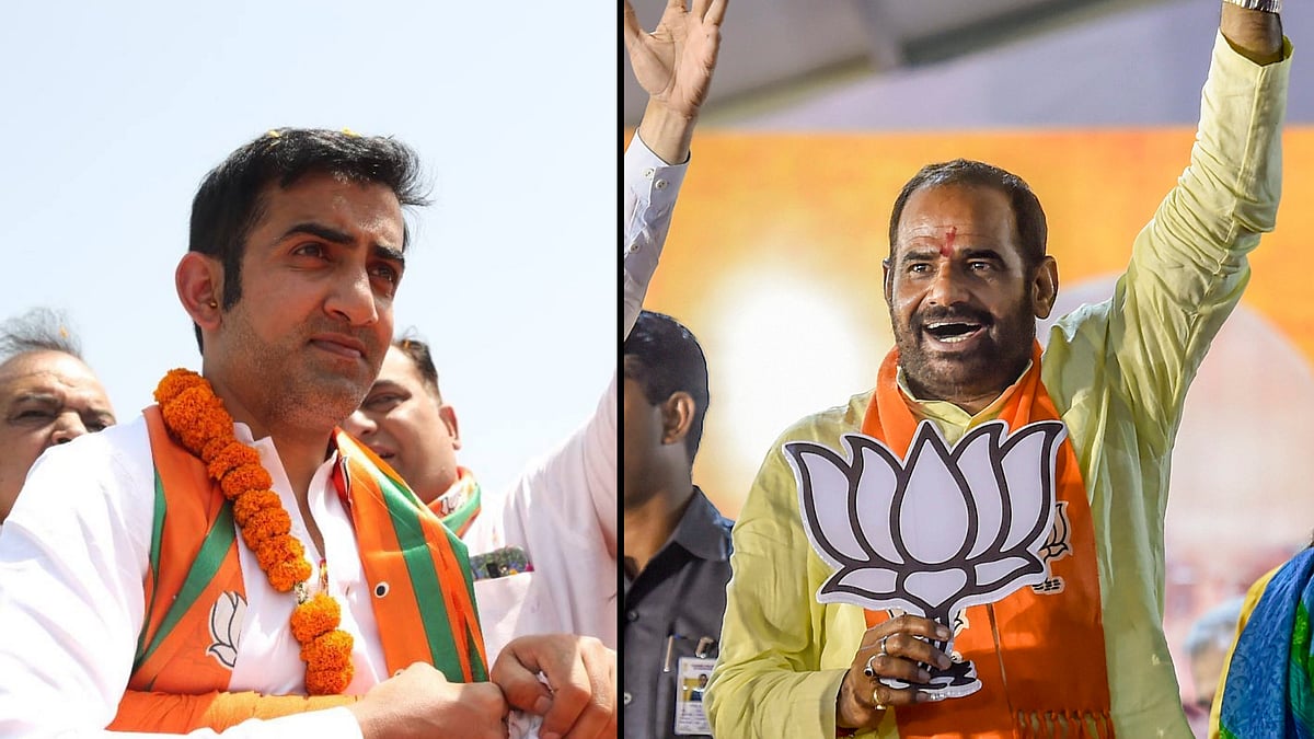 BJP candidate from East Delhi Gautam Gambhir with Incumbent BJP MP Bidhuri.