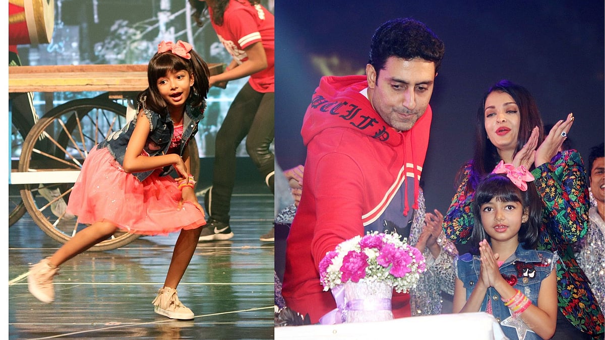 Aaradhya Bachchan performs at her dance institute. Abhishek and Aishwarya Rai Bachchan attend Aaradhya’s performance.