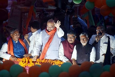 BJP chief Amit Shah and Union Ministers Ravi Shankar Prasad. (Photo: IANS)