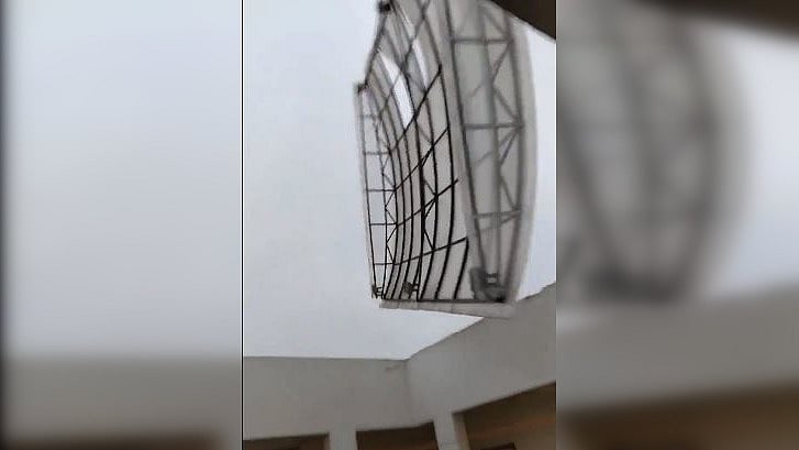 Screengrab of the video of the AIIMS Bhubaneswar hostel roof being ripped off.