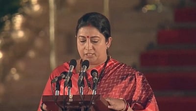 New Delhi: Amethi BJP MP Smriti Irani takes oath as Union Minister at a swearing-in ceremony at Rashtrapati Bhavan in New Delhi on May 30, 2019. (Photo: IANS)