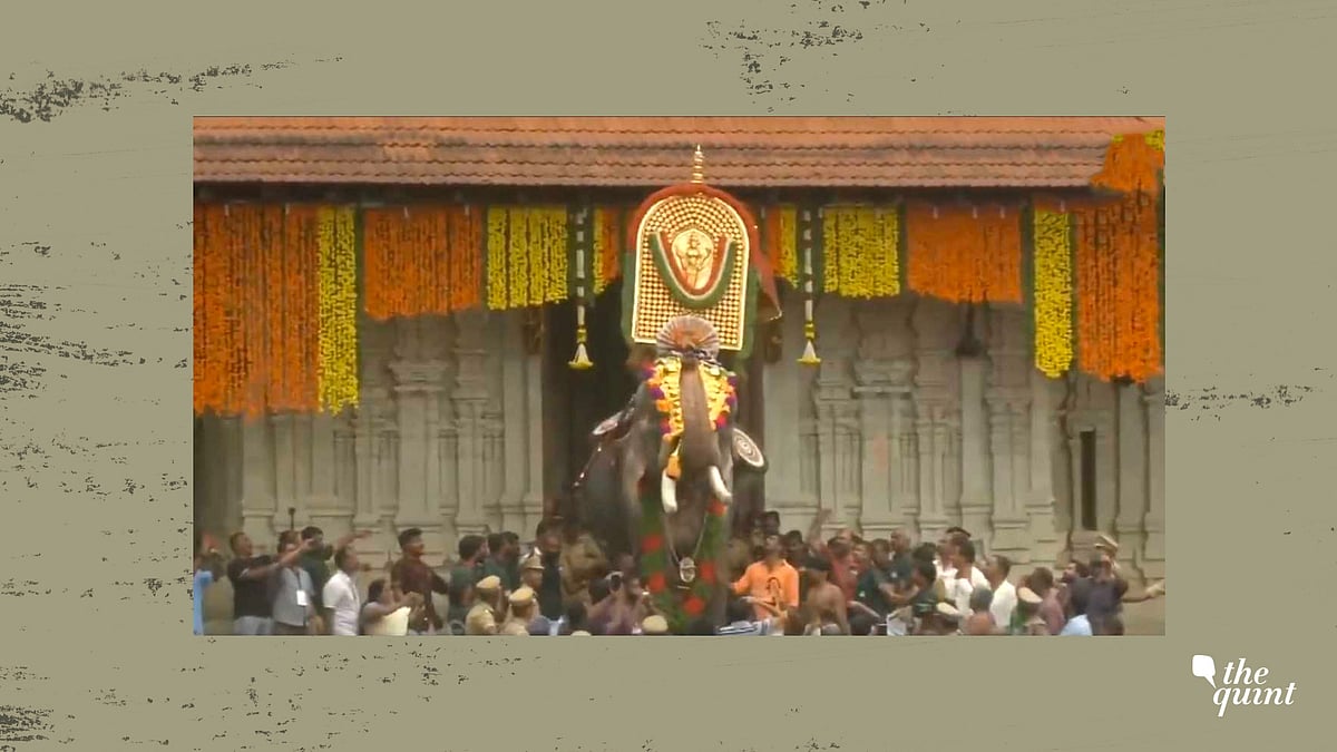 Thechikottukavu Ramachandran opening the southern entrance of Vadakkumnathan temple.