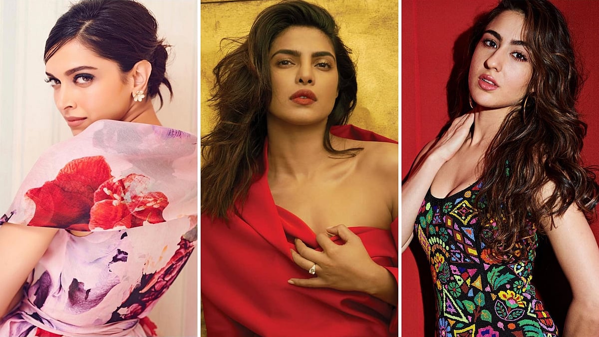 Deepika Padukone (L), Priyanka Chopra (C), Sara Ali Khan (R).