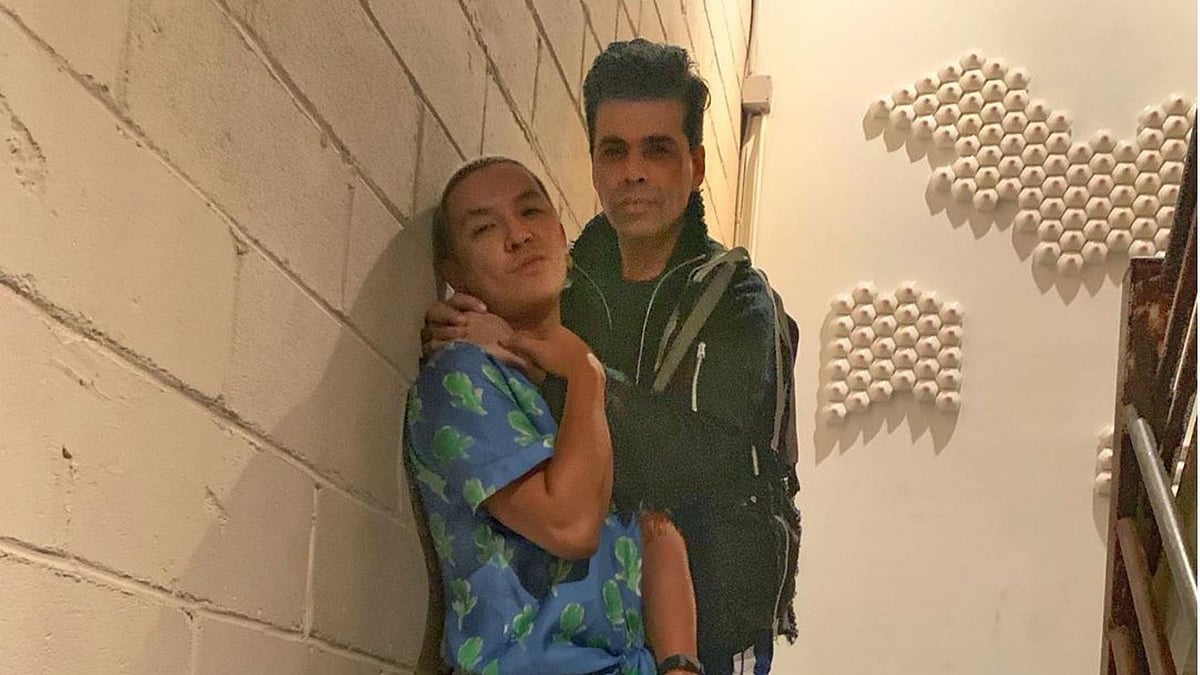 Designer Prabal Gurung poses with Karan Johar on his birthday.