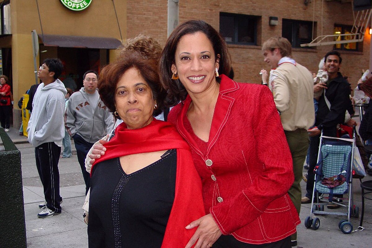 File photo of Kamala Harris with her mother, Shyamala, at a Chinese New Year parade. 