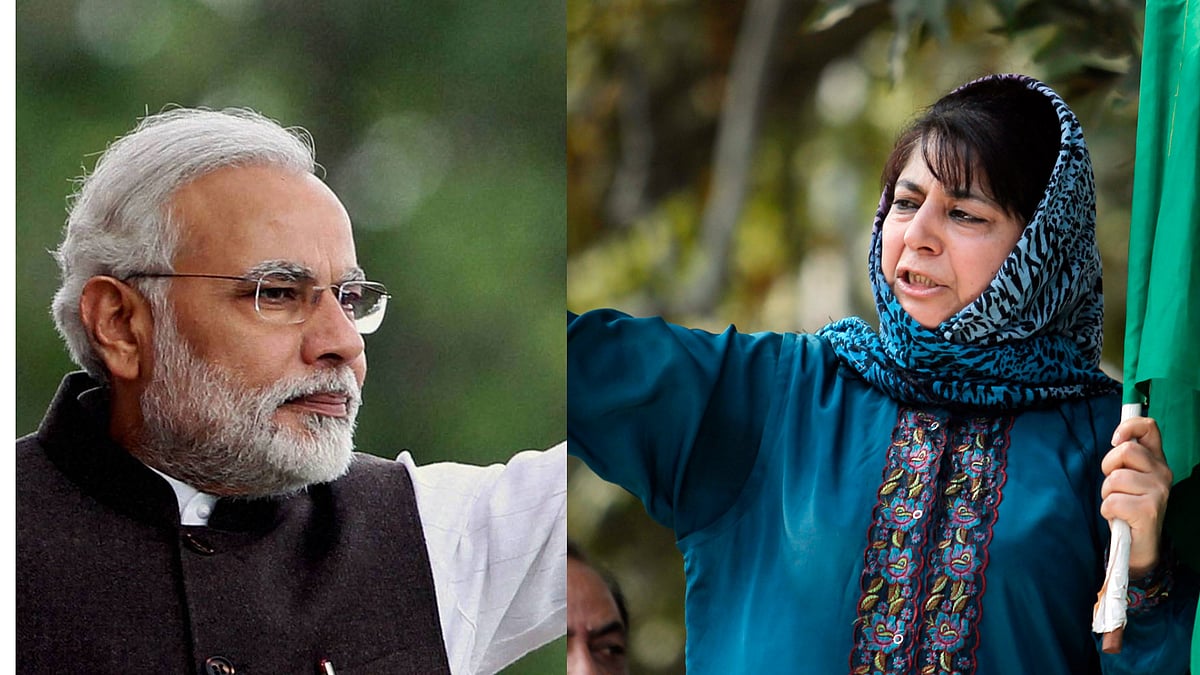 PM Narendra Modi (left); Mehbooba Mufti (right)