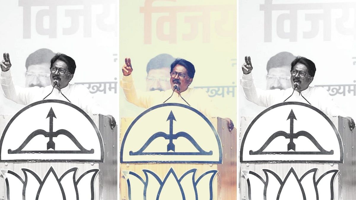 Shiv Sena MP Arvind Sawant addresses a gathering in Mumbai.