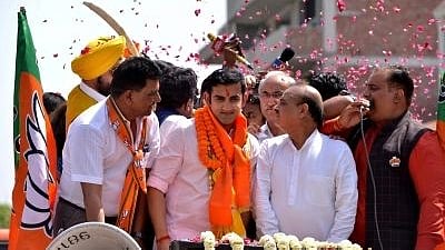 File photo of Gautam Gambhir during his election campaign.